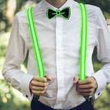 2 Pcs/Set, Light Up Men's LED Suspenders And Bow Tie, Perfect for Music Festival Halloween Costume Party, Christmas