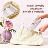 Travel Jewelry Organizer Roll with Zippered Pockets | Tangle-Free Portable Jewelry Storage Bag for Women | Holder for Necklaces, Earrings, Rings, Bracelets(purple) In Australia - Darrahopens