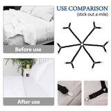 2pcs Sheet Clips,Under Mattress Bed/Fitted Sheet Fastener,Long Strap Clip Bands,6 sides with 12 black clips(Black) In Australia - Darrahopens