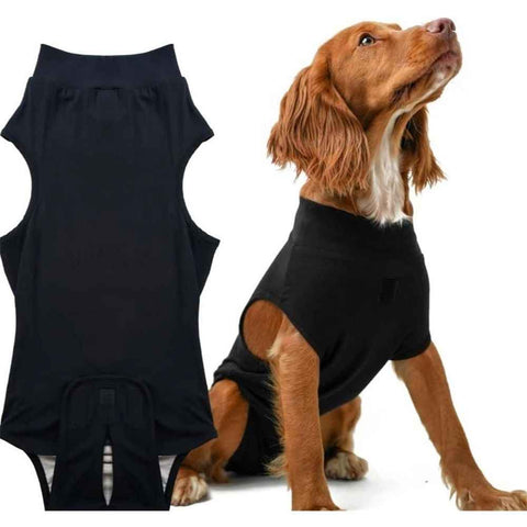 Dog postoperative rehabilitation suit, dog sterilization rehabilitation suit, dog surgical rehabilitation suit, dog abdominal wound bandage Black S In Australia - Darrahopens