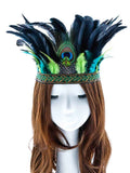 Peacock Feather Fascinator Decorative Feather Headpiece Crown Headdress Costume Halloween Headband for Party（adult version） In Australia - Darrahopens