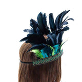 Peacock Feather Fascinator Decorative Feather Headpiece Crown Headdress Costume Halloween Headband for Party（adult version） In Australia - Darrahopens