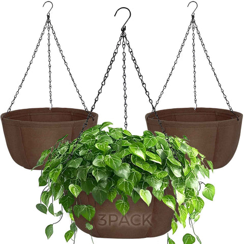 Hanging Planters for Outdoor Plants, 3 Pack 10 Inch Hanging Baskets for Plants Outdoor with Rustproof Chain, Fabric Hanging Pots for Plants, Hanging Planter for Balcony Porch Deco In Australia - Darrahopens