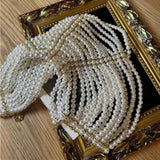 Imitation pearl bead decoration shoulder strap necklace body fashion shoulder and neck bra shawl collar pearl woven shawl white pearl strap gold fixed chain（Pearl Shoulder Chain White） In Australia - Darrahopens