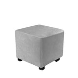 Stretch Cover Velvet Small  Square Footstool Cover Pouffe Protector Covers, for Square Leather/Fabric  Footstool,（light gray M） In Australia - Darrahopens