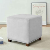 Stretch Cover Velvet Small  Square Footstool Cover Pouffe Protector Covers, for Square Leather/Fabric  Footstool,（light gray M） In Australia - Darrahopens