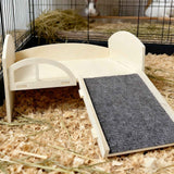 Wooden Guinea Pig Rabbit Bed with Stable Stairs & Mat Castle for Dwarf Rabbit Chinchillas Hamster Ferret for Fun（Right staircase） In Australia - Darrahopens