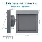 Dryer Vent Cover 4 Inch Galvanized Steel with Silicone Pad for Energy Saving Noise Reduction and Animal Proof Seal for Bathroom Exhaust Wall Vents