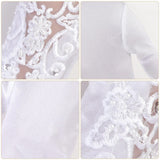 Elegant Satin Lace Gloves Long Bridal Gloves for Bride Flower Girls Women Wedding Prom Party（Hand embroidered bead white）
