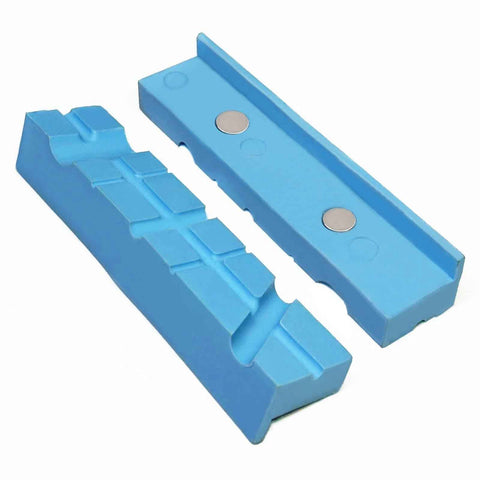 5.5"  Jaws, Magnetic Universal  Soft Jaws Pads, with Multiple Angle Grooves Design, Multipurpose - Use on any Metal Vise, Used for woodworking, golf, jewelry making, piping (1 pair)