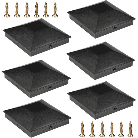4x4 column caps (actual 3.5 "x 3.5") for wooden columns, durable powder coated fence caps for decks, terraces, and fences, weather resistant and rust resistant, 4x4 metal column caps (6-piece set)