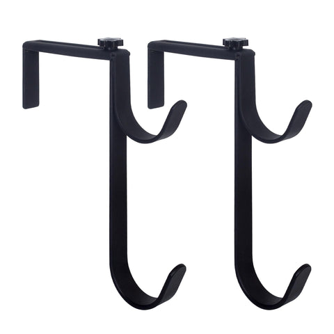 Heavy Duty Pool Pole Hangers - Adjustable Hooks for Poles, Hoses, Skimmers - Black Fence Hooks for Hanging Swimming Pool Accessories - Garden Tools (2 Pack)