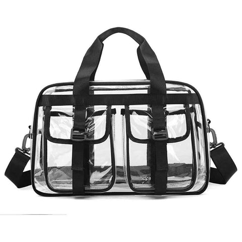 Large Clear Tote Bag for Duffle, Clear Beach Bag for Travel Work, Big Transparent See Through Plastic Bags for Gym Toiletry Makeup Organizer（black） In Australia - Darrahopens