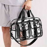 Large Clear Tote Bag for Duffle, Clear Beach Bag for Travel Work, Big Transparent See Through Plastic Bags for Gym Toiletry Makeup Organizer（black） In Australia - Darrahopens
