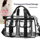 Large Clear Tote Bag for Duffle, Clear Beach Bag for Travel Work, Big Transparent See Through Plastic Bags for Gym Toiletry Makeup Organizer（black） In Australia - Darrahopens