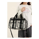 Large Clear Tote Bag for Duffle, Clear Beach Bag for Travel Work, Big Transparent See Through Plastic Bags for Gym Toiletry Makeup Organizer（black） In Australia - Darrahopens