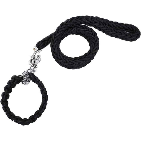 Dog collar and rope, heavy-duty nylon braided rope, sturdy dog collar, suitable for training and walking of small, medium and large dogs (black) In Australia - Darrahopens
