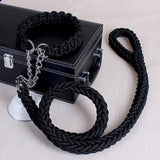 Dog collar and rope, heavy-duty nylon braided rope, sturdy dog collar, suitable for training and walking of small, medium and large dogs (black) In Australia - Darrahopens