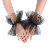 Mesh sleeves, European and American bridal gloves, dark black nail beads, fashionable Halloween accessories（black） In Australia - Darrahopens