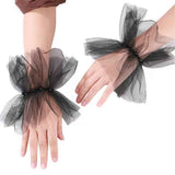Mesh sleeves, European and American bridal gloves, dark black nail beads, fashionable Halloween accessories（black） In Australia - Darrahopens