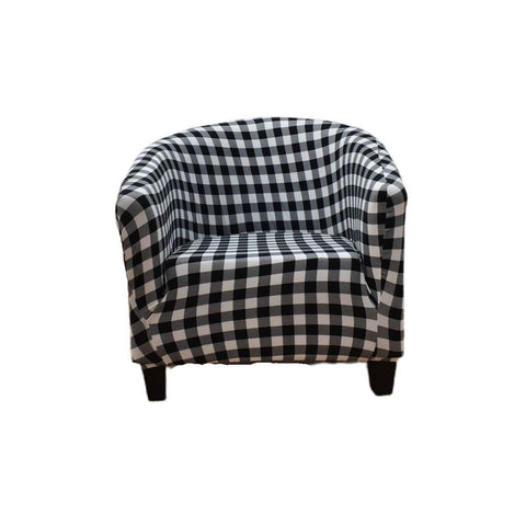 1 Piece Stretch Black/White Barrel Chair Slipcovers with Arms, Round Soft Armchair Sofa Cover Removable Couch Furniture Protector for Bar Living Room Bedroom Hotel Counter In Australia - Darrahopens