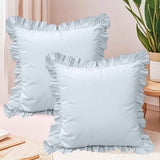 A set of two light blue pleated European style pillowcases, chic farmhouse European style pillowcases, retro super soft and breathable, suitable for bedrooms In Australia - Darrahopens