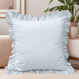 A set of two light blue pleated European style pillowcases, chic farmhouse European style pillowcases, retro super soft and breathable, suitable for bedrooms In Australia - Darrahopens