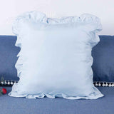 A set of two light blue pleated European style pillowcases, chic farmhouse European style pillowcases, retro super soft and breathable, suitable for bedrooms In Australia - Darrahopens