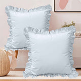 A set of two light blue pleated European style pillowcases, chic farmhouse European style pillowcases, retro super soft and breathable, suitable for bedrooms In Australia - Darrahopens