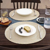 38cm Round Braided Placemats Set of 4, Washable Heat Resistant Circle Boho Place Mats for Kitchen Dining Table -（beige） In Australia - Darrahopens