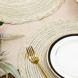 38cm Round Braided Placemats Set of 4, Washable Heat Resistant Circle Boho Place Mats for Kitchen Dining Table -（beige） In Australia - Darrahopens