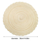 38cm Round Braided Placemats Set of 4, Washable Heat Resistant Circle Boho Place Mats for Kitchen Dining Table -（beige）