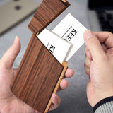 Wood Business Card Holder Wooden Magnetic Business Card Case Portable Simple (Black Walnut) In Australia - Darrahopens
