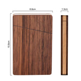 Wood Business Card Holder Wooden Magnetic Business Card Case Portable Simple (Black Walnut)