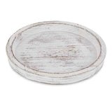 Rustic Wooden Tray Candle Holder - Round Wood Decorative Pillar Candle Tray for Coffee Table Farmhouse Kitchen Countertop Organizer Home Decor Wedding Centerpiece, Distressed White In Australia - Darrahopens
