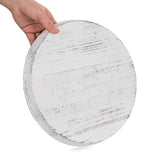 Rustic Wooden Tray Candle Holder - Round Wood Decorative Pillar Candle Tray for Coffee Table Farmhouse Kitchen Countertop Organizer Home Decor Wedding Centerpiece, Distressed White In Australia - Darrahopens
