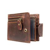 Leather Snap Wallet for Men, Multifunctional Large Capacity Vintage Wallet Bifold Zipper Wallet Men Short Head Cowhide Wallet (Brown) In Australia - Darrahopens