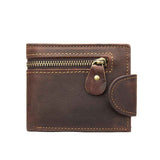 Leather Snap Wallet for Men, Multifunctional Large Capacity Vintage Wallet Bifold Zipper Wallet Men Short Head Cowhide Wallet (Brown) In Australia - Darrahopens