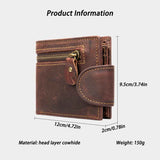 Leather Snap Wallet for Men, Multifunctional Large Capacity Vintage Wallet Bifold Zipper Wallet Men Short Head Cowhide Wallet (Brown) In Australia - Darrahopens