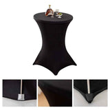 Polyester Black Table Cover, Cocktail Fitted Tablecloths, Round Highboy Stretch Table Covers Cloths for Party, Bar, Wedding, Birthday, Banquet, In Australia - Darrahopens
