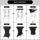 Polyester Black Table Cover, Cocktail Fitted Tablecloths, Round Highboy Stretch Table Covers Cloths for Party, Bar, Wedding, Birthday, Banquet, In Australia - Darrahopens