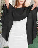 Chiffon Sheer Shawl Wraps Women's Girls Shrug for Evening Dress Wedding Cape Cover Up External sunscreen and skin covering(black） In Australia - Darrahopens