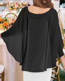 Chiffon Sheer Shawl Wraps Women's Girls Shrug for Evening Dress Wedding Cape Cover Up External sunscreen and skin covering(black） In Australia - Darrahopens