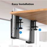 Adjustable Side Laptop Mount, No Drill Desk Storage Organizer,  Stainless steel Hanging Notebooks Holder, Punch-Free Clamp , Documents With Anti-Scratch Silicone (BLACK) In Australia - Darrahopens