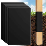 8 Pcs Fence Post Protection, Waterproof Fence Rot Protection, Wood Post Sleeve Post Wrap fits 16.7 x 10.4 Square and 3" to 5" Round Posts(Black)