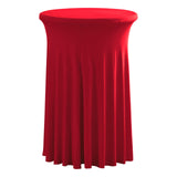 Round polyester Cocktail Tablecloth with Skirt, Elastic Fitted Highboy Bar Table Cloth 1 Pack, High Top Circular Base Adjustable Pub Table Cover for Wedding Party Banquet-Red（60*110cm）