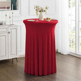 Round polyester Cocktail Tablecloth with Skirt, Elastic Fitted Highboy Bar Table Cloth 1 Pack, High Top Circular Base Adjustable Pub Table Cover for Wedding Party Banquet-Red（60*110cm） In Australia - Darrahopens