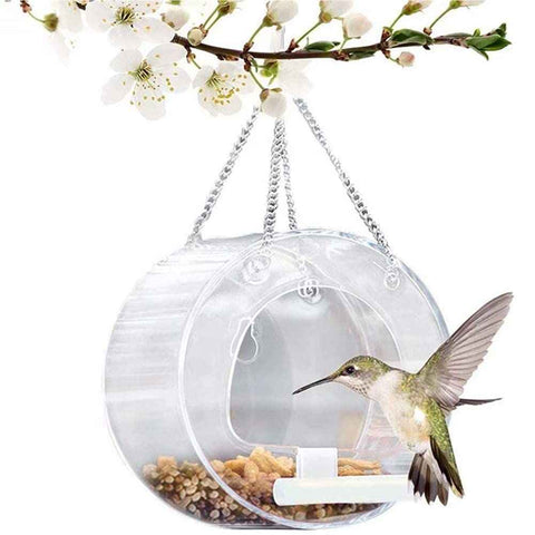 Round Acrylic Hanging Bird Feeder Bowl Transparent Food Cage for Small Birds Indoor Outdoor Feeding Rack for Canaries Parrots Finches In Australia - Darrahopens