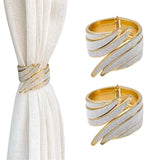 2-piece set of decorative sparkling wing curtains, lace up curtains, brushed spring clips, home office shoulder straps, gold metal In Australia - Darrahopens