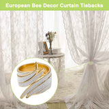 2-piece set of decorative sparkling wing curtains, lace up curtains, brushed spring clips, home office shoulder straps, gold metal In Australia - Darrahopens